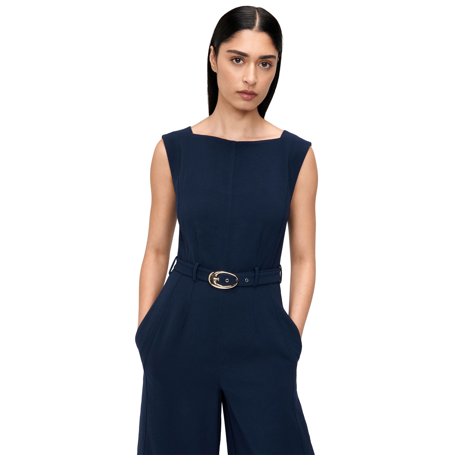 Veronika Maine Double Crepe Boat Neck Jumpsuit